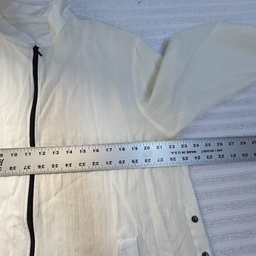 Fridaze Linen Redefined Mandarin Collar Side Button Zippered Tunic Size XL White - Picture 6 of 9